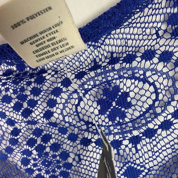 NWT Abercrombie & Fitch Royal Blue Lace 3/4 Sleeve Top Swim Cover Up Size XS NEW - Picture 6 of 9